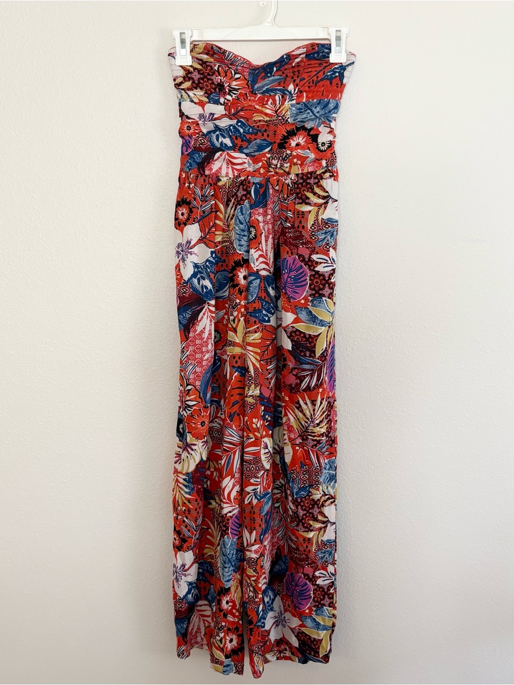 BOG Collective Women’s Strapless Floral Boho Jumpsuit Romper Pockets Size XS
